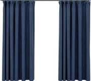 vidaXL Draperii opace aspect in, cu cârlige 2 buc. albastru 140x175 cm
