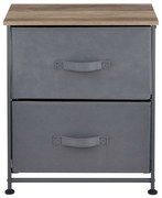 Comoda cu doua cutii depozitare incluse blat lemn schelet metal 50x45x30 cm  natur/gri