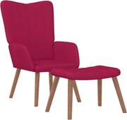 vidaXL Scaun de relaxare cu taburet, roșu vin, catifea