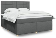 vidaXL Pat box spring cu saltea, gri închis, 180x200 cm, textil
