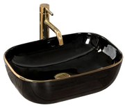 Lavoar negru/auriu pe blat Rea Belinda Black Gold 46,5 cm