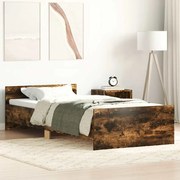 vidaXL Cadru pat fără saltea, stejar fumuriu 75x190 cm lemn prelucrat
