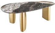 Masa Ovala, Metal, Auriu, Marmura, ORGANIC 200cm, A-46205 VC