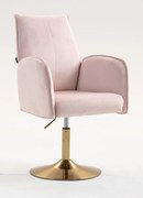 HR280N Scaun Roz din Catifea cu Bază Aurie