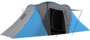 Outsunny Cort de camping pentru familie 4-6 pers. impermeabil ușor de asamblat 2 uși mari dim. 5,55 x 2,25 x 1,9 m gri închis și albastru | Aosom Romania