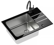 Set chiuveta bucatarie Quadron Pop Jack 116 si baterie Naomi finisaj inox - negru 64x44 cm