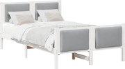 vidaXL Cadru de pat cu headboard Gri deschis 120 x 200 cm țesătură