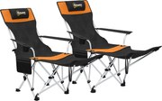 Outsunny Set de 2 Scaune de Camping Pliabile cu Suport pentru Picioare Detașabil, 82x100x88 cm, Negru | Aosom Romania