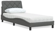 vidaXL Pat cu saltea, gri închis, 90x190 cm, textil