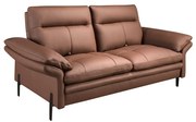 Canapea 2 locuri, tapitata cu piele naturala, spatar rabatabil Maro