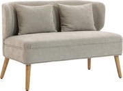 HOMCOM Canapea 2 locuri, canapea mică din chenille cu spătar tip aripă, șezut gros, picioare din lemn de cauciuc, bej | Aosom Romania