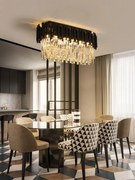 Candelabru modern cu cristale – 75x30 cm, culoare negru, patrat