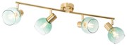 Spotlight Art Deco auriu cu sticlă verde 4 lumini - Vidro