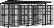 vidaXL Padoc pentru câini de exterior cu acoperiș, 9,22 m², oțel