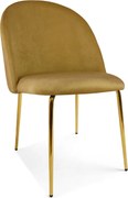 Scaun bucatarie INCA VELVET din catifea cu picioare aurii, mustar