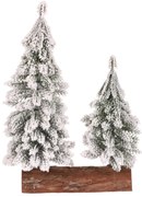 Decorațiune de Crăciun Brazi pe butuc - duo, 26 cm, acoperiți de zăpadă