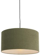 Lampă suspendată neagră cu abajur verde 50 cm - Combi 1
