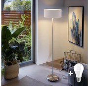 Lampă de podea LED TUNJA 1xE27/20W/230V Ø 38 cm crom mat/alb