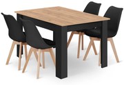 Set de masă negru 1 + 4, masă MADO CRAFT 120x80 + scaune BALI MARK negre