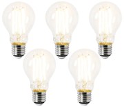 Set de 5 becuri LED E27 A60 transparente 3,8W 806lm 2700K