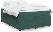 vidaXL Pat box spring cu saltea, verde închis, 140x190 cm, catifea