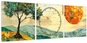 Tablou - Ilustrație peisaj (cu ceas) (90x30 cm)