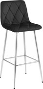 Scaun Bar Fido Catifea Negru Picioare Metalice Finisaj Crom