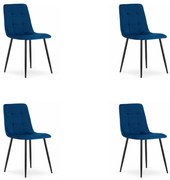 Set 4 Scaune Bucatarie/Dining Jacob Albastru Catifea