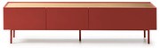 Comodă TV roșie cu aspect de lemn de stejar 180x45 cm Arista – Teulat