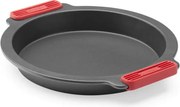 Tava pentru copt Lekue 1009447, Ø26,5 cm, Acoperire ceramica antiaderenta, Otel carbon, +4°C / +240°C, Negru/rosu