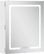 HOMCOM Dulap Baie cu Oglindă și LED, 50x15x60 cm, Anti-Aburire, Rafturi Reglabile, 3 Temperatură de Lumină, Dulap Suspendat din MDF, Alb | Aosom Romania