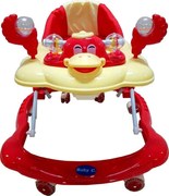 Premergator reglabil in 3 trepte NOVOKIDS™ Baby C, cu melodii, roti silentioase din silicon, Ratusca, Pliabil, Rosu