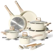 Set oale si tigai Just Perfecto JL-28, 15 piese, Turnat, Acoperire din marmura, Inductie, Accesorii, Bej