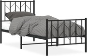 vidaXL Cadru pat metalic cu tăblii de cap/picioare, negru, 75x190 cm
