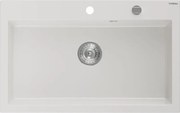 Mexen Elix chiuvetă de bucătărie din granit cu 1 compartiment 800 x 500 mm, alb, sifon crom - 6527801005-20