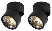 Set de 2 spoturi moderne negre rotunde reglabile - Go Nine