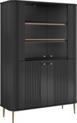 Vitrină cu patru uși Vesper 103 cm - negru / picioare aurii
