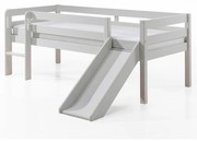 Pat înalt cu tobogan pentru copii Vipack Pino, 90 x 200 cm, alb
