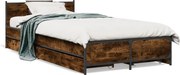 vidaXL Cadru de pat cu sertare stejar fumuriu 75x190 cm lemn prelucrat