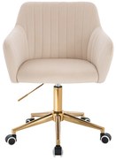 HR190K Scaun Crem din Catifea cu Bază Aurie