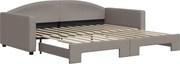 vidaXL Pat de zi cu extensie, gri taupe, 100x200 cm, textil