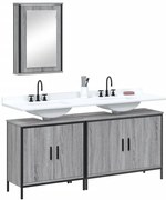 vidaXL Set mobilier de baie, 3 piese, gri sonoma, lemn prelucrat