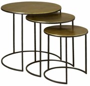 Set de 3 masute laterale Renew din alama cu aspect vechi de la 42 cm