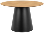 MAZZONI EXPORT BOSCO Stejar natural/picior negru - MASĂ ROTUNDĂ 120 cm PENTRU BUCĂTĂRIE SUFRAGERIE SALON FURNIR