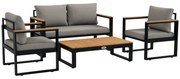 Outsunny Set din 4 piese de mobilier pentru gradina cu canapea pe | Aosom Romania