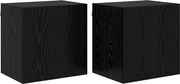 vidaXL Dulapuri pentru TV Pe perete 2 pcs Stejar Negru 40,5x30x40cm