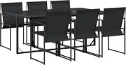 vidaXL Set mobilier de grădină, 7 piese, negru, textilenă