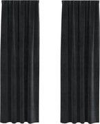 vidaXL Perdele opace 2 pcs Negru 140 x 225 cm Catifea