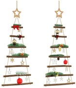 vidaXL Bradi de Crăciun suspendați cu stele în vârf, 2 buc., 42x90 cm, crenguță naturală