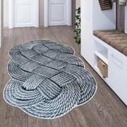 Covor camera antiderapant, 80x200 cm, gri, efect impletit